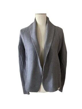 Banana Republic Cardigan Women M Grey Cotton Cashmere Shawl Collar Open Knit